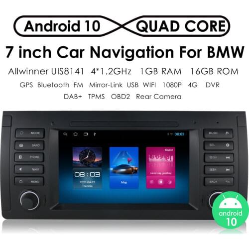 2DIN Android 10.0 Car Multimedia Player for BMW E39 E53 M5 1995-2003 Car Auto Radio Stereo Video 7" Inch Navigation GPS Wifi DVR