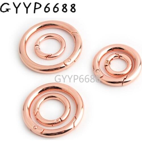30pcs 13/17/18/25/34/38mm Rose gold Metal Ring For Bags adjustable o ring buckle round spring ring