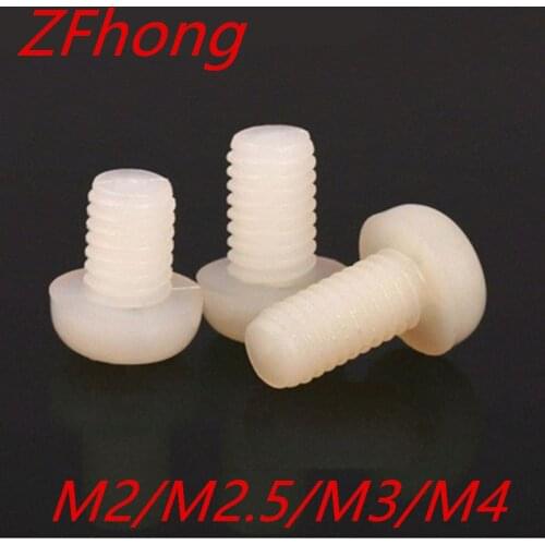 50Pcs M2 M2.5 M3 M4 White Plastic Nylon Round Pan Phillips Head Screw Bolt Hex Nut