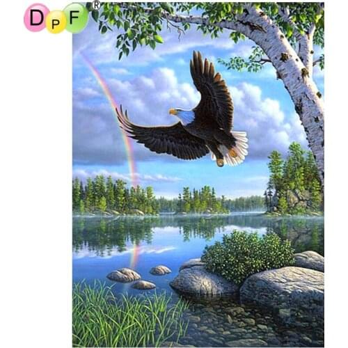 DPF Full Square 5D DIY Diamond Painting Cross Stitch rainbow & eagle diamond Embroidery Rhinestone diamond Mosaic Painting Gift