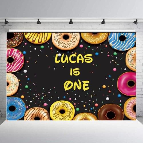 BEIPOTO Donuts themed 1st birthday party decor backdrop photography background for photo studio baby shower vinyl poster B-847