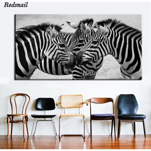 Large Black White Art Three Zebras Animal 5D DIY Diamond painting cross-stitch Full Diamond embroidery mosaic Wall Art EE947