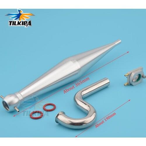 CNC Aluminum Mufflered Pipe + 'S' Header + Water Cool Flange For 23-30cc Zenoah Engine RC Gasoline Boat