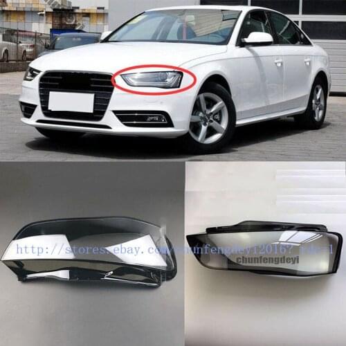 For Audi A4 2013-2015 2pcs Left and Right Front Kit Cover Lens Headlights + Glue Car modification accessories