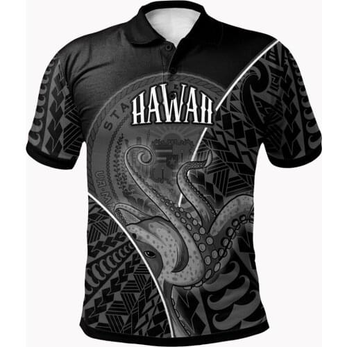 Hawaii Polo Shirt Octopus Style White Color 3D Printed Polo Shirt Men Women Short Sleeve Summer T-shirt