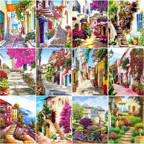 HUACAN 5D Diamond Painting Cross Stitch Town New Arrival Diamond Mosaic Landscape Full Square Emboridery Home Decor