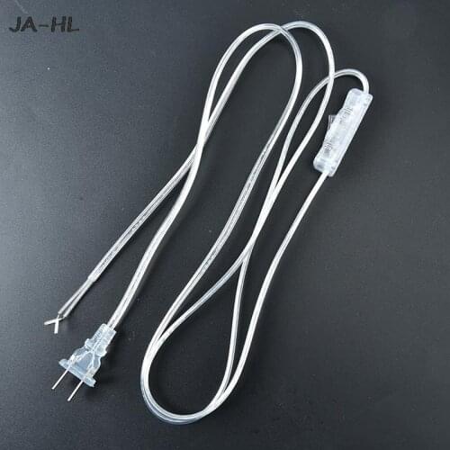 EU Plug Line Cable 1.8m On Off Power Cord For LED Lamp With Button Switch Light Switching Transparent Wire Extension Cable