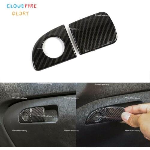 CloudFireGlory Copilot Storage Box Handle Cover Trim Carbon Fiber For Dodge Charger 2010 - 2021 Challenger 2015 -2021