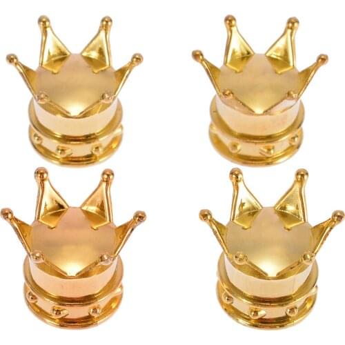 4Pcs Universal Gold Crown Style Car Tire Air Valve Stem Cap Motorcycle Wheel Tyre Stem Air Valve Dust Covers Auto Accessories
