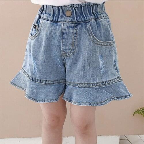 DFXD 2020 Toddler Summer Girls Denim Shorts Pants New Casual Ruffles Jeans Shorts Korean Style Children Clothing For 2-7Yrs