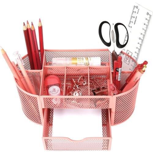 Khinsun Metal Penalty Organizer Mesh Desk Organizer Pen Holder Storage Box School Office Accessories Stationery Organize