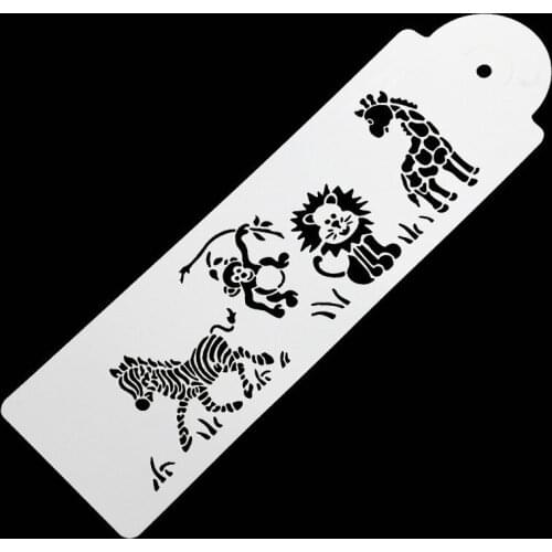 Cute Giraffe Zebra Monkey Lion Cake Mould Cake Stencil Airbrush Painting Mold Cookies Fondant Cake Mousse Decorating Mold