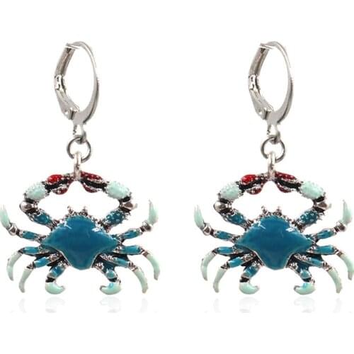 Fashion Funny Enamel Colorful Crab Earrings Alloy Animal Earrings Womens Fashion Creative Ear Jewelry Personality Gifts