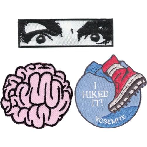 Cartoon Japanese Handsome Boy Patches Iron On Brain I Hiked It Letter Appliques 3D Diy Clothes Hat Cap Stickers