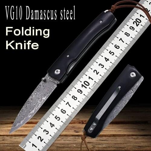 New Pocket Folding Knife VG10 Damascus Steel Survival Camping Knife Multifunctional EDC Outdoor Hunting Hand Tool Utility Knife