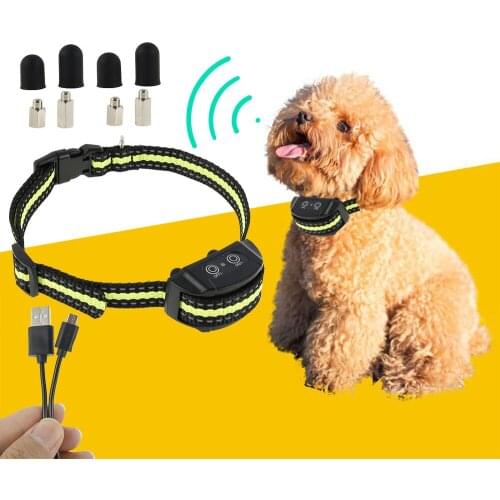 Dog Anti Bark Collar Electric Shock Vibration Sound with LED Light Bark Deterrent Dogs No Barking Pet Training Collars
