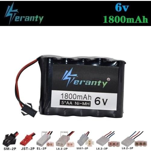 Teranty 6v 1800mah Rechargeable Battery pack for RC toy Car rc Boat GUN TANK Truck Trains RC Robots Model 6v Ni-MH Battery 1pcs