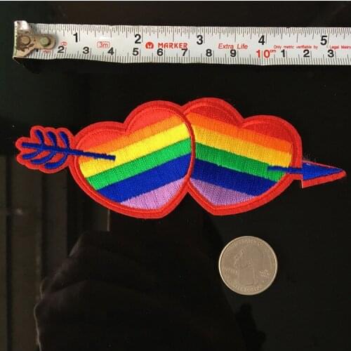 PGY Flag Gay Pride Patch Rainbow Embroidered Iron On Applique Sewing Patches For Clothes Garment DIY Accessories Parches H