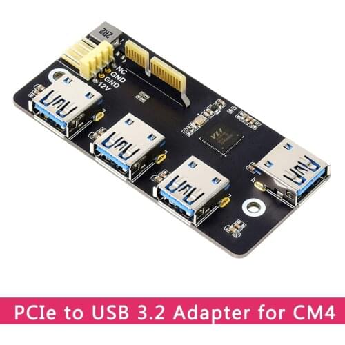Raspberry Pi CM4 PCIe to USB 3.2 Gen1 Adapter 4 x High Speed USB for Raspberry Pi Compute Module 4 IO Board
