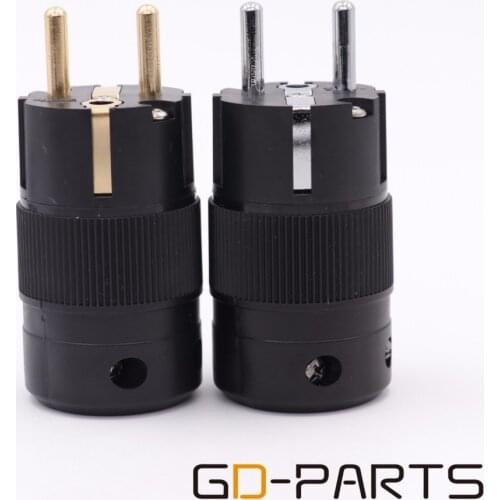 1PC GOLD CHROME PLATED Schuko European Male Mains AC Power Plug Connector AC 125V 15A 250V 10A HIFI Audio DIY