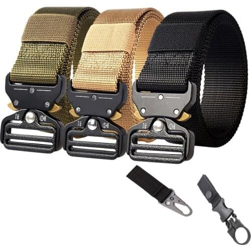 125-145cm Tactical Belt Men Heavy Duty Military Tactical Waist Belts with Metal Buckle Nylon Belt Hunting Accessories Adjustable