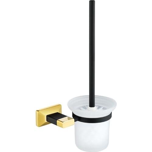 Luxury gold and black brass copper bathroom Toilet brush holder Cleaning brush Bathroom accessories hardware--4129