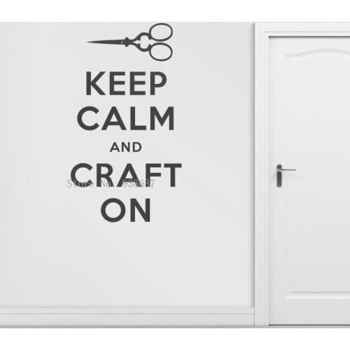 Removable DIY Wall Sticker Quotes For Craft Room Keep Calm and Craft On Quote Wall Decal Home Decoration Art Wallpaper ZA836