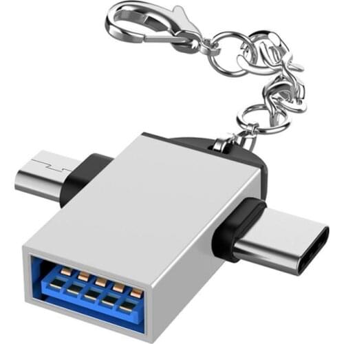 Universal 2 In 1 OTG Adapter USB 3.0 Female To Micro USB Male And USB C Male Connector Aluminum Alloy On The Go Converter