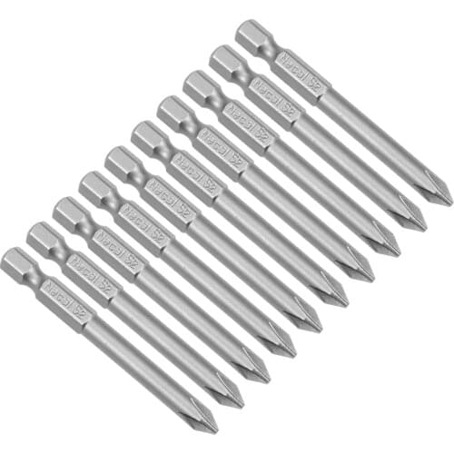Uxcell 10 Pcs 6mm PH1 Magnetic Phillips Screwdriver Bits, 1/4 Inch Hex Shank 2.56-inch Length S2 Power Tool