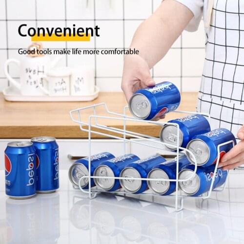 Kitchen Accessories Refrigerator Organizer Storage Box Coke Shelf Kitchen Device Sets Fridge Iron Organizer Beer Cans Holder