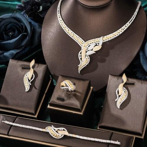 KellyBola Jewelry Light Luxury Zircon Necklace Bracelet Earring Ring Women Engagement Wedding Banquet Anniversary Accessories