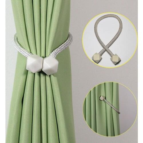 1Pc Magnetic Curtain Tieback Clip Buckle Cube Curtain Holder Decor Hanging Ball Rope Straps Holdbacks Room Accessories