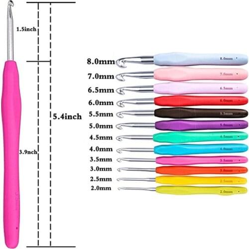 1pc Multicolor Knitting Needles 2-8mm Soft Grip With Ergonomic Handle Crochet Hook Yarn Weave Crochet Needles DIY Craft Tools