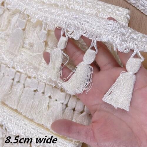 1 Yard Beige Tassel Small Broom Pendant Lace DIY Home Textile Material Sofa Tablecloth Christmas Tree Ornaments Accessories