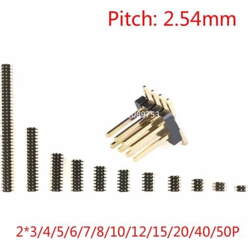 10PCS 2.54mm Male Pin Header Connector 2.54 Strip Double Row SMD SMT Pinheader Socket 2*3/4/5/6/7/8/10/12/15/20/40/50P