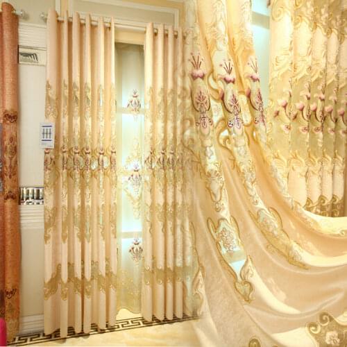 2021 New European-style Sunil Large Hollow Water-soluble Embroidery Curtains for Living Dining Room Bedroom
