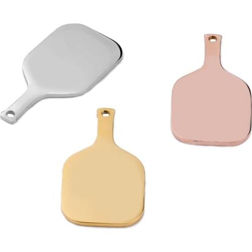 5Pcs/Lot Mirror Polished Stainless Steel Military Army Tags Pendant Racket-Shaped Jewelry Rectangle Charms Accessories Wholesale