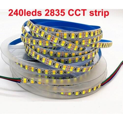 50M 2835 CW/WW Dual White Color Temperature Adjustable CCT 12V Double Color LED Flexible Strip 240leds/m Tape Light