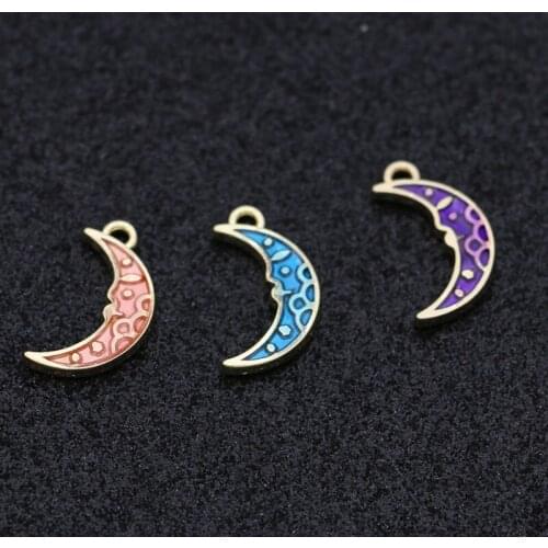 6PCS Gold Color Enamel Moon Face Charms Pendants for Jewelry Making Bracelet Necklace DIY Handmade Craft