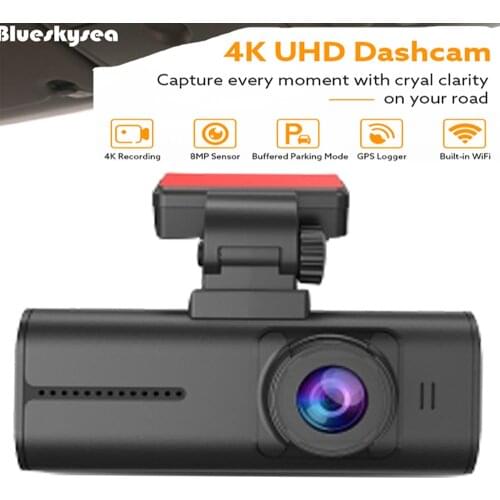 Blueskysea B4K Car Dash Cam Ultra HD 4K WiFi DVR Video Recorder W/GPS Buffered Parking Mode,Motion Detection,WDR Dashcam