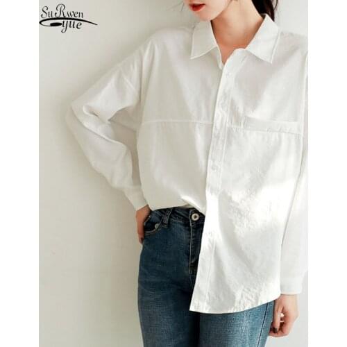 White Shirts Women 2020 New Loose Long Sleeve Shirt and Blouse Blusas Mujer De Moda Turn-down Collar Casual Ladies Tops 11117