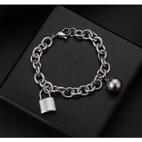 Hip Hop Tuku Ins Lock Bracelet For Men And Women Personality Titanium Steel Thick Chain Hand Jewelry Gift 2021