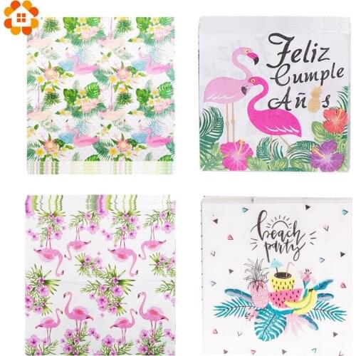 20PCS Flamingo Series Paper Napkins Pineapple Palm Virgin For Birthday/Bachelorette/Wedding Summer Party Decoration Supplies