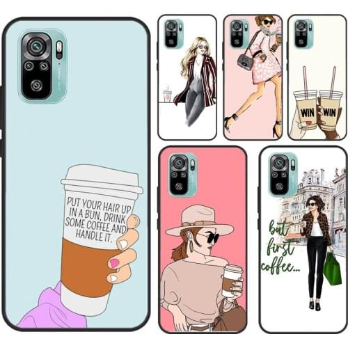 Princess Female boss coffee For Xiaomi Redmi Note 9S 8T 7 Note 10 8 9 Pro Case For Redmi 9A 9C 8A K40 9T Soft Cover