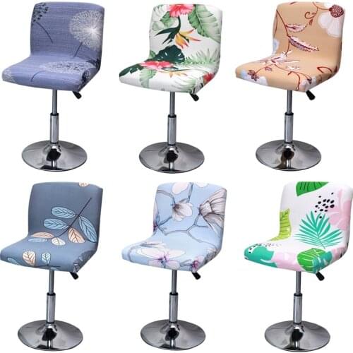 Flower Bar Stool Chair Cover Low Back Chair Slipcover Spandex Seat Cover Elastic Office Chair Covers Dining Seat Protector 2021