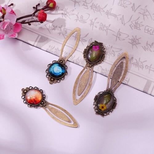 2pc Kawaii Retro Crystal Gem Bookmark Creative Exquisite Metal Pattern Book Mark Page Folder Marker Office School Supplies