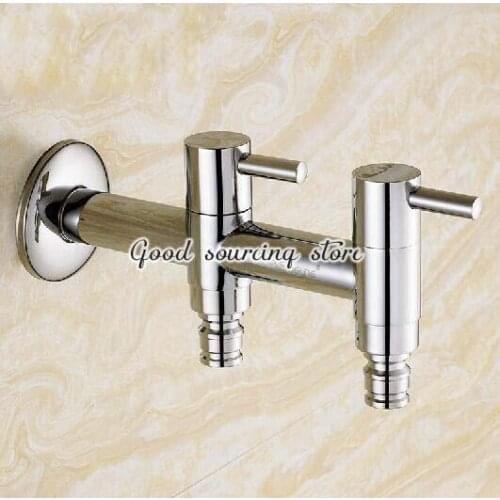 Dual handle washing machine faucet