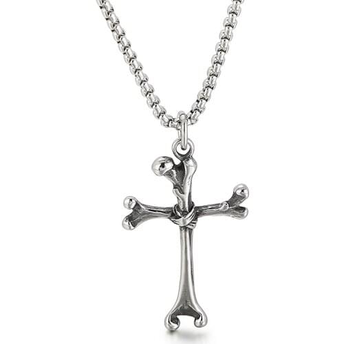 Creative new accessories European and American personality fashion street shooting cross bone titanium steel mens pendant