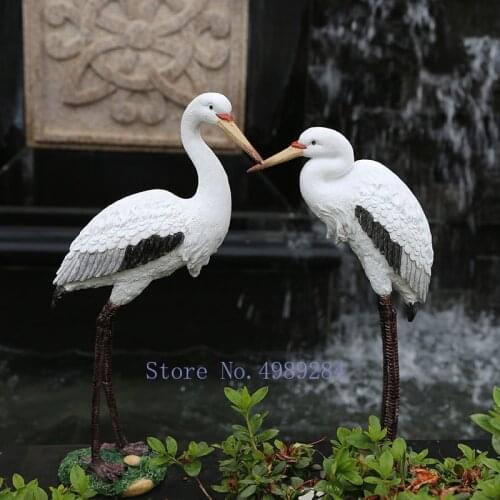 Nordic Creative Resin crane garden patio outdoor rockery pool Decorative ornaments Simulated animal bird Modern home decoration