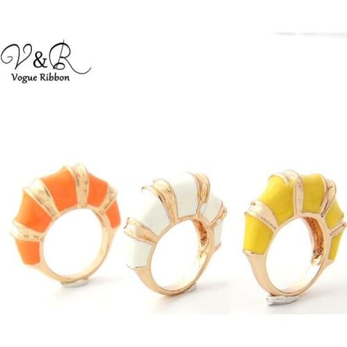 Bamboo Effect White/Orange/Yellow Enamel Chunky Band Ring,Classic Chunky Rings Jewelry Fashion Accessories 2019 Wholesale Gifts